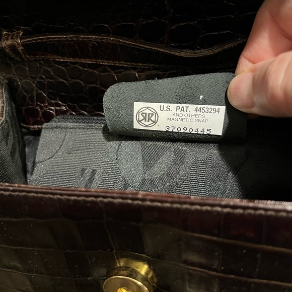 Salvatore Ferragamo Dark Brown Croc-Embossed Crossbody Bag - Picture 7 of 13